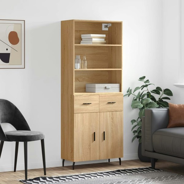 Berkfield Highboard Sonoma Oak 69.5x34x180 cm Engineered Wood