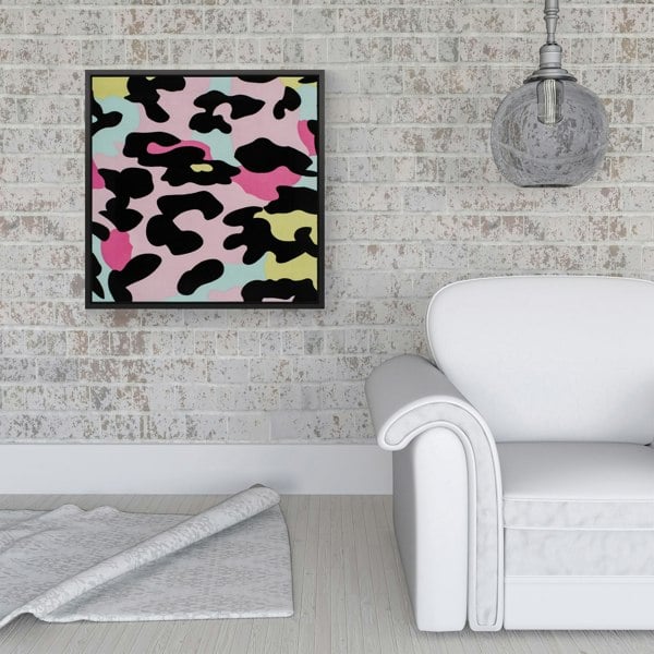 Warren Reed Colourful Leopard Print Framed Canvas