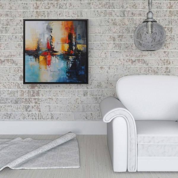 Warren Reed Reflective Splendour: City In Abstract Framed Canvas