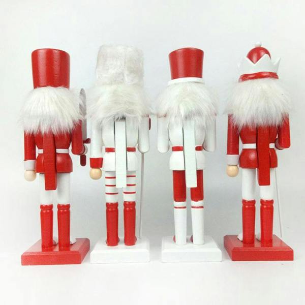 25cm Red Wooden Nutcrackers Soldiers King Drummer Christmas Ornament 4pcs Set image 4