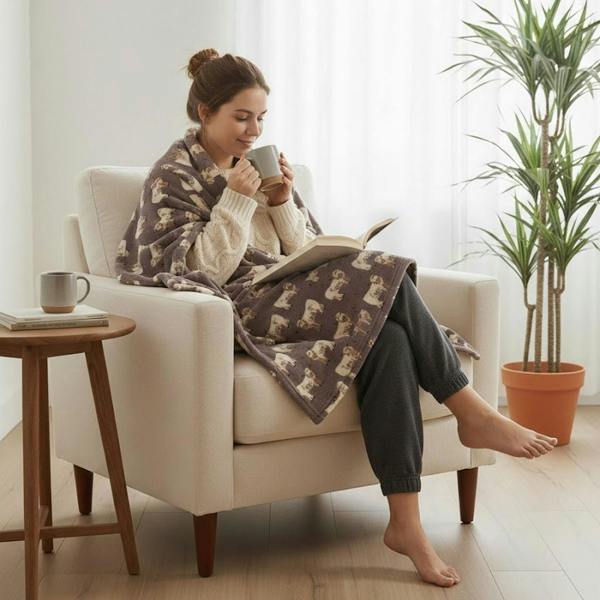 Highland Cow Mocha Throw 120x150cm