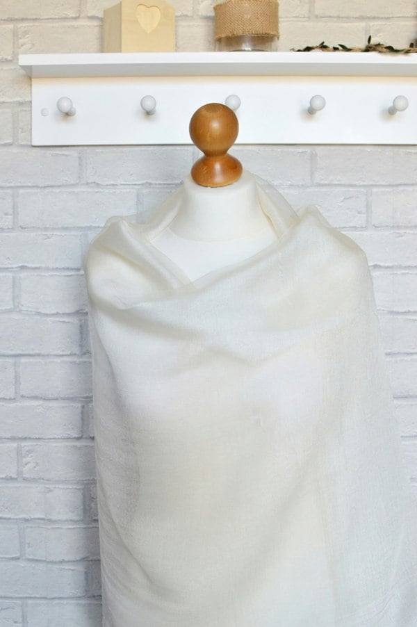 Antonia York Sophia Double Layered Organza and Crepe Silk/Viscose Ivory Cream Tasselled Bridal Bridesmaid Special Occasion Wrap Semi-Sheer Stole