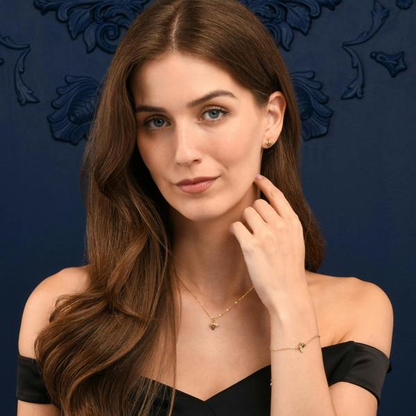 namana Gold Bumble Bee Bracelet with Cubic Zirconia and Black Enamel