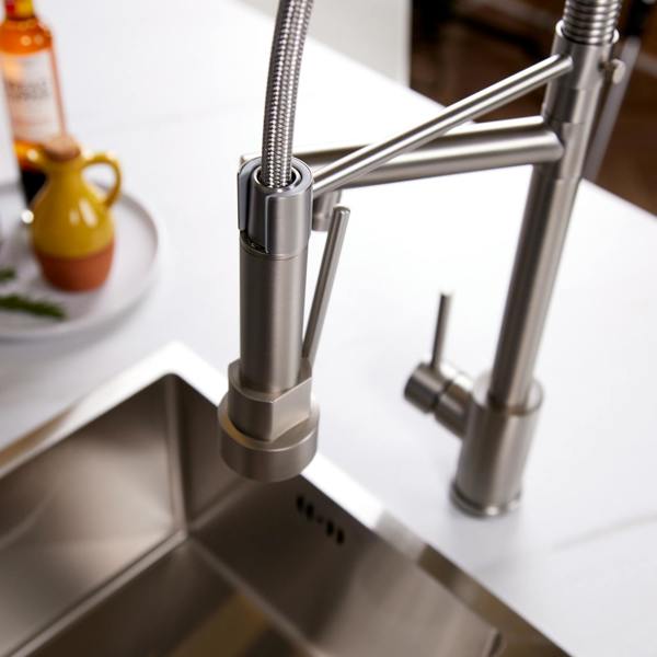Flode Alta | Single Lever Kitchen Sink Mixer Tap with Swivel Spout | Brushed Steel Finish