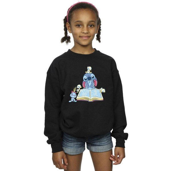 Disney Girls Lilo & Stitch Reading A Book Sweatshirt - Black