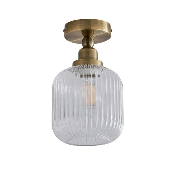 Pagazzi Lighting Riva Antique Brass Semi-Flush Ceiling Light