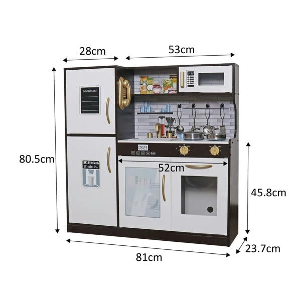 HYGRAD BUILT TO SURVIVE White/Gold Large Kids Kitchen Play Set Wooden Kitchen Cooking Utensil Pretend Play Set Toy Kids Chef Cooking Set