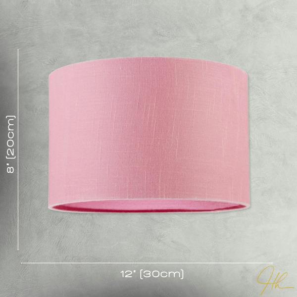 Modern Designer Candy Pink Textured Linen Fabric Circular Lamp Shade Image 7