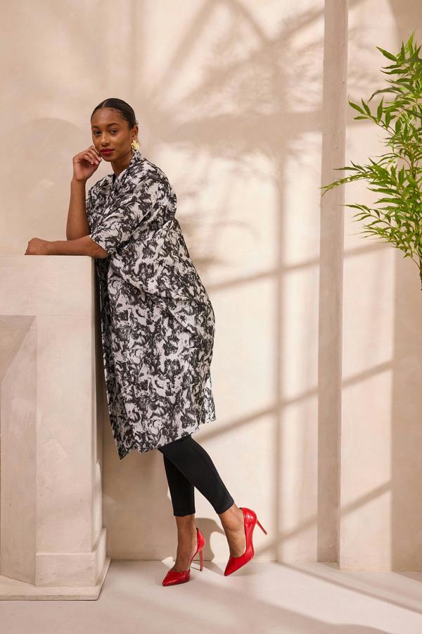 Lioness by TF Monochrome Brocade Kimono Jacket