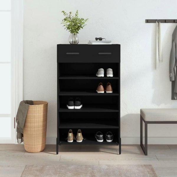Berkfield Shoe Cabinet Black 60x35x105 cm Engineered Wood