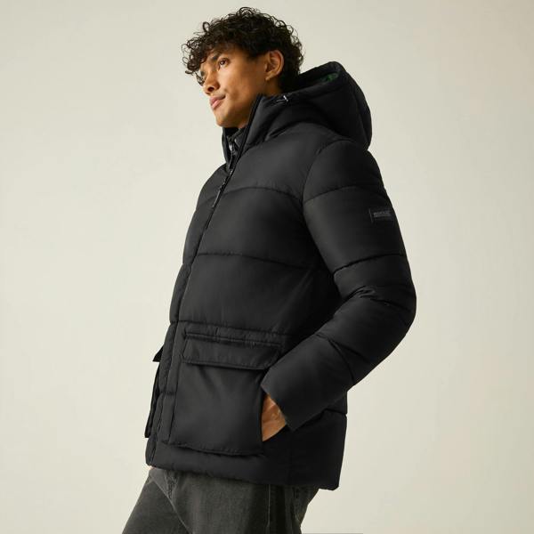 Regatta Mens Marek Short Padded Jacket - Black/Pine Needle - 