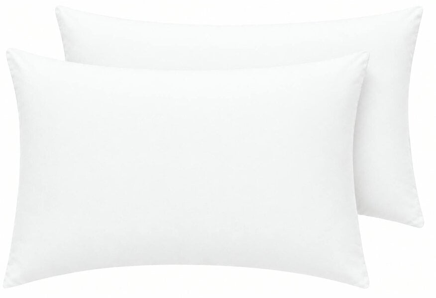 Night Zone Housewife Polycotton Pillowcases Pair – Plain Dyed Easy Care Bed Linen - White