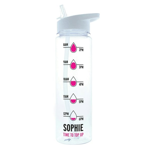 Personalised Memento Company Personalised Pink 'Hydration Tracker' Water Bottle