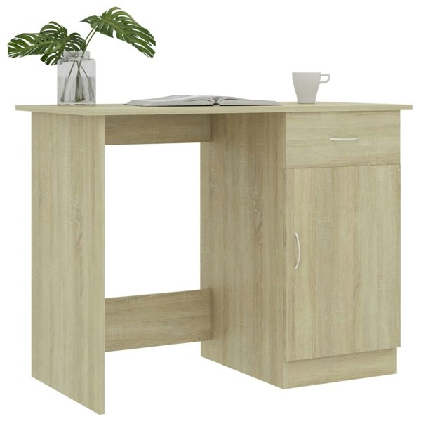 Berkfield Desk Sonoma Oak 100x50x76 cm Engineered Wood