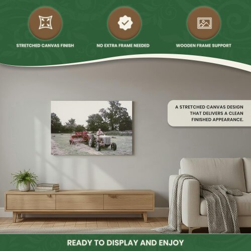 Ferguson FE35 Tractor Canvas Print – Countryside Wall Art, Stretched Wooden Frame, 60 × 40 cm