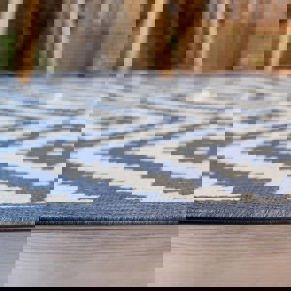 Outdoor Rug Diamond Design Blue and White | The Rugs
