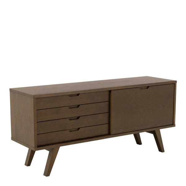 Wyld Haus Jyvaskyla Dark Oak Wood Sideboard 4 Drawers 1 Sliding Door