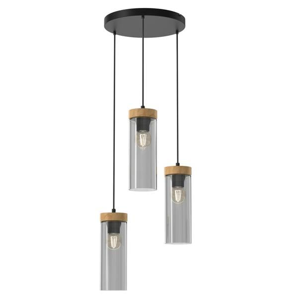 Milagro Elica Designer Pendant Hand Made Smoked Glass Cylindrical Shades