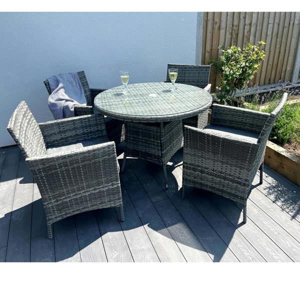 Amazon 5-Piece Rattan Wicker Relaxed Garden Dining Set - Madefor.Living