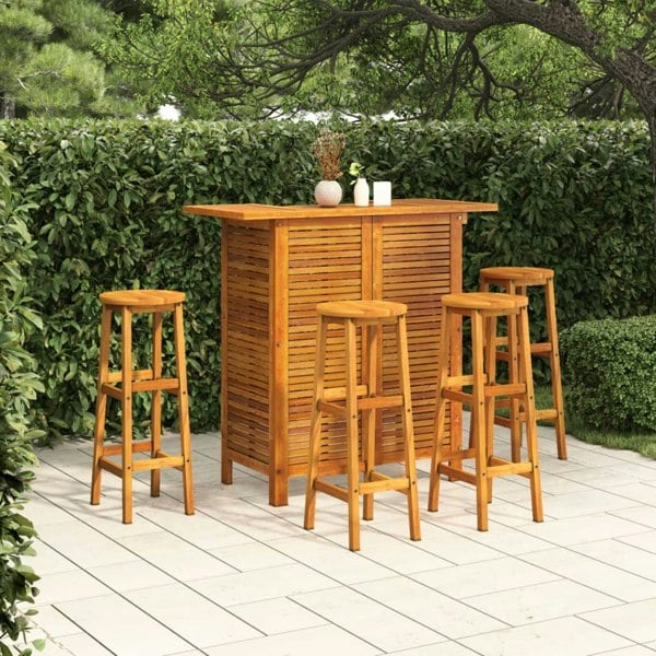Berkfield 5 Piece Garden Bar Set Solid Wood Acacia