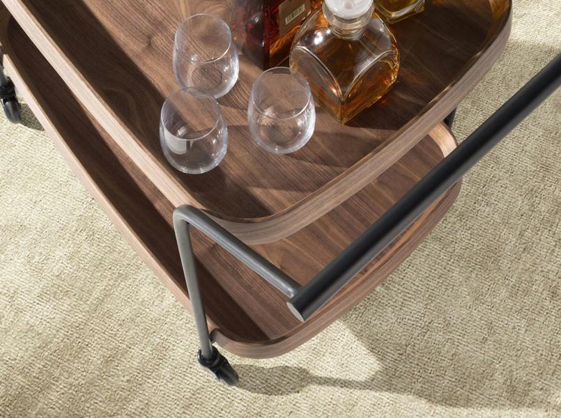 Angel Cerdá Walnut minibar trolley with black steel 3290
