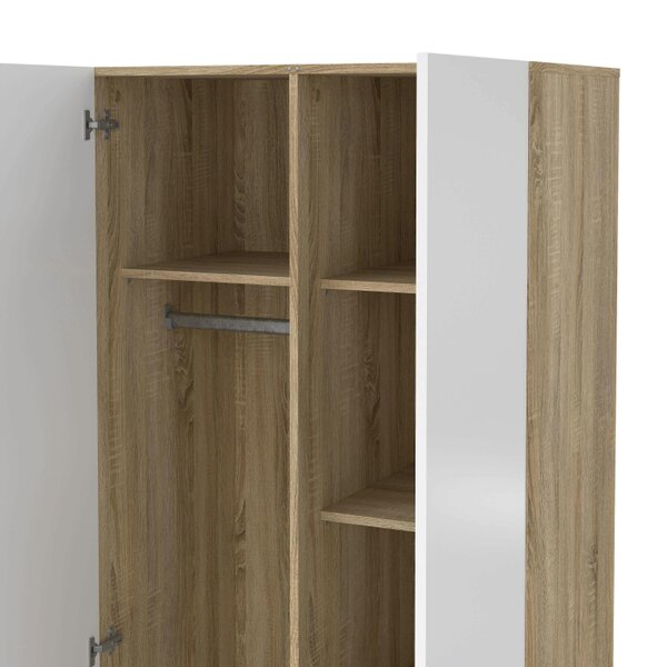 Wyld Haus Wilde Natural Oak Wood Effect and White Gloss Wardrobe 2 Doors