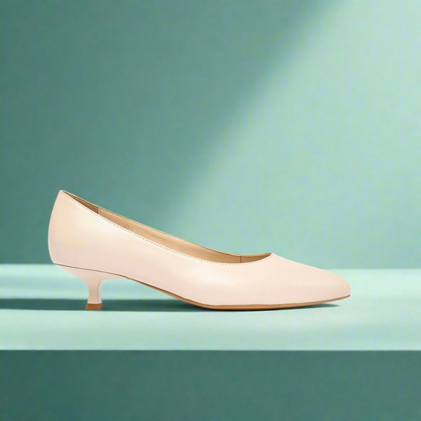Claudia light beige court heel side view