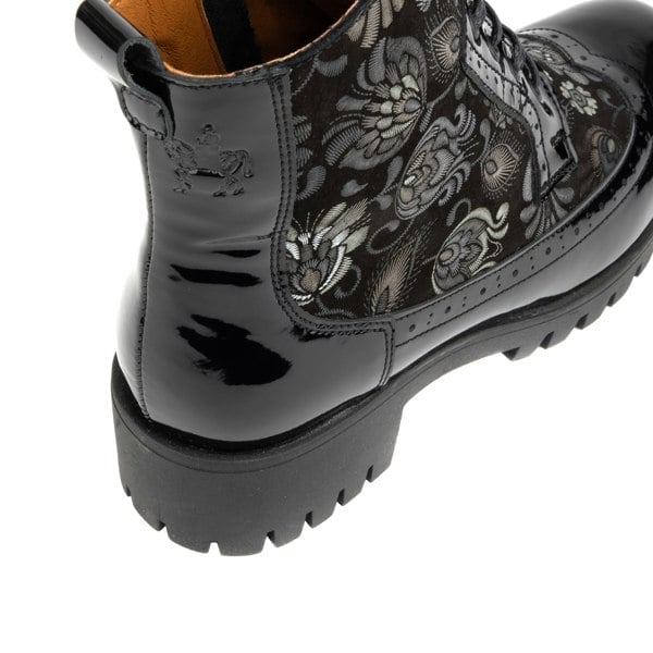 Embassy London Milliner Platform - Emboss - Women's leather chunky 1 inch platform ankle boot in black