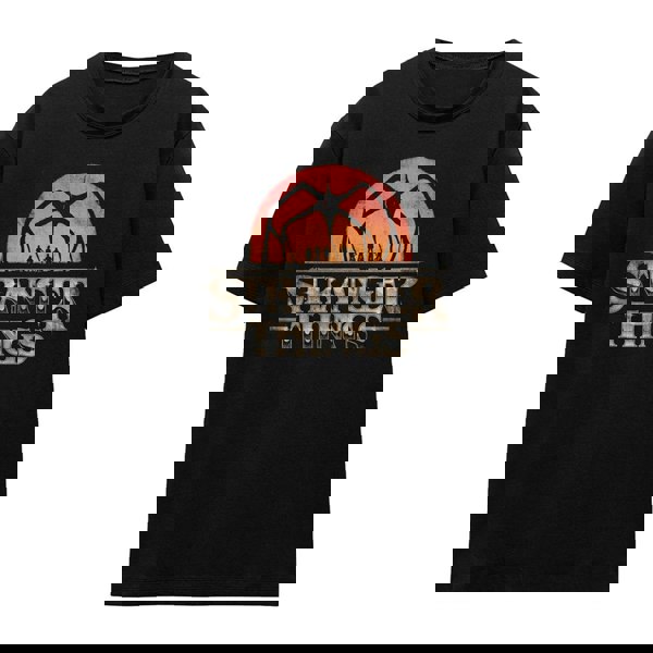 Stranger Things Womens Sunset Logo T-Shirt - Black