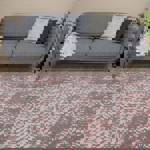 Machine Washable Flatweave Rug Geometric in Pink