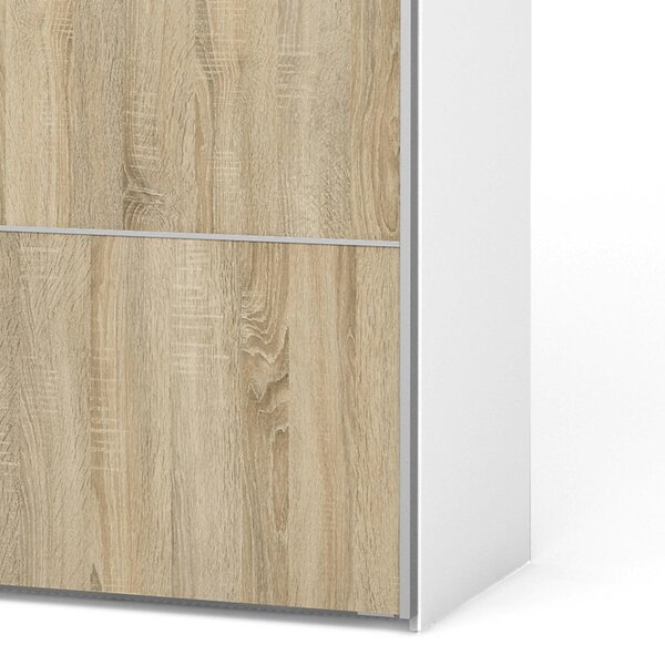 Wyld Haus Bordeaux Wide Natural Oak Double Sliding Door Wardrobe 180cm 5 Shelves