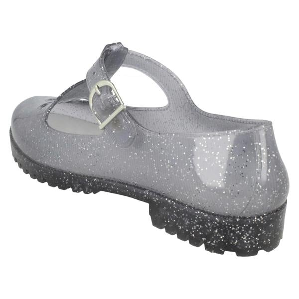 Spot On Ladies Spot on T-Bar Jelly Shoe with Cut Out Flower Detail