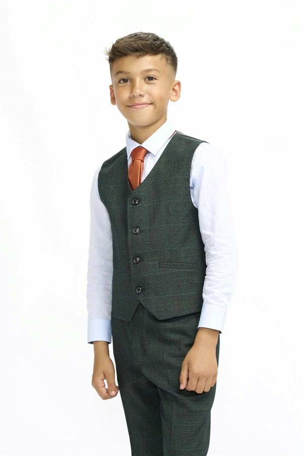 House of Cavani Boys Caridi Olive Three Piece Suit