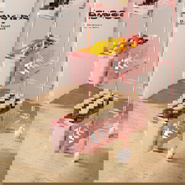 Levede 3 Tier Narrow Kitchen Trolley Cart with Pull-Out Baskets & Storage Bins