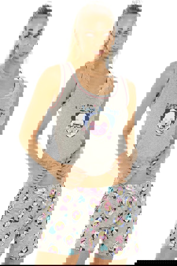 Camille Womens Short Cotton Grey Dog Print Pyjama Set