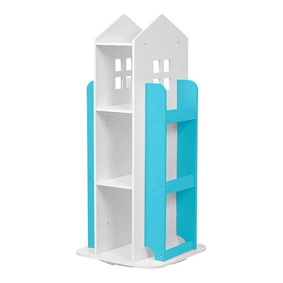 Neo Kid's Freestanding Bookshelf Blue House Shaped 360° Rotating