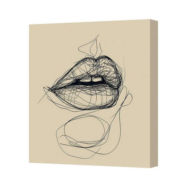 Benjamin Tate Design Abstract Lip Line Art Canvas Print In Deep Wooden Frame UK Handmade