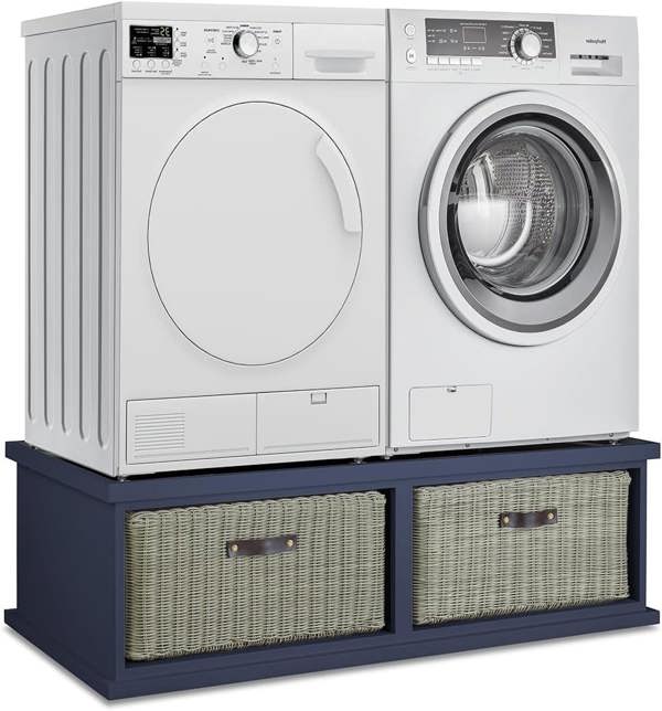 Statement Furniture Tetbury Washing Machine and Dryer Stand, Double Appliance Pedestal with Storage