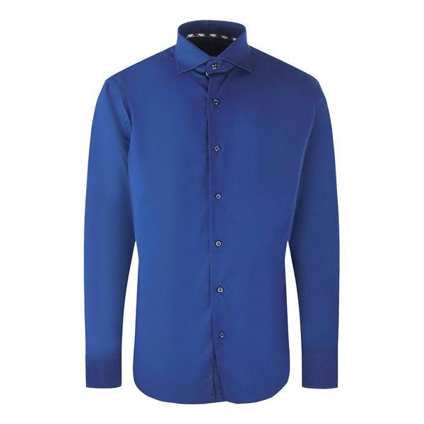 Aquascutum Mens Plain Long-Sleeved Shirt - Navy - 