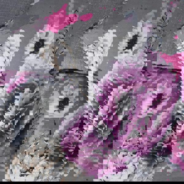 Smart Living Reversible Polycotton Inky Floral Duvet Cover and Pillowcase Set - Grey