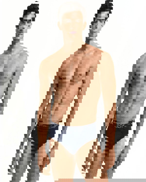 Gant - 3 - Pack Classic Logo Men's Briefs, Navy - Boxers - and - Briefs.net