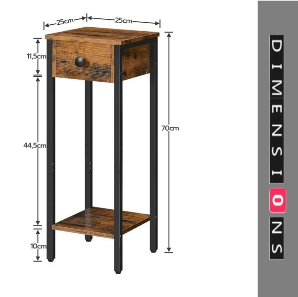 Modcraft Set of 2 Slim Bedside Table with Drawer