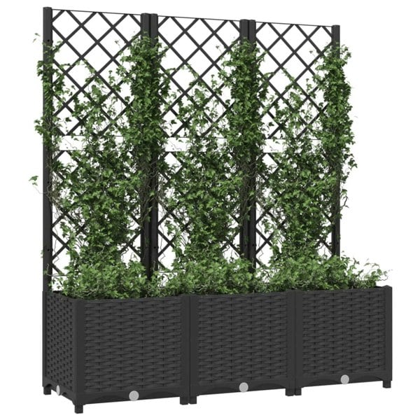 Berkfield Garden Planter with Trellis Black 120x40x136 cm PP