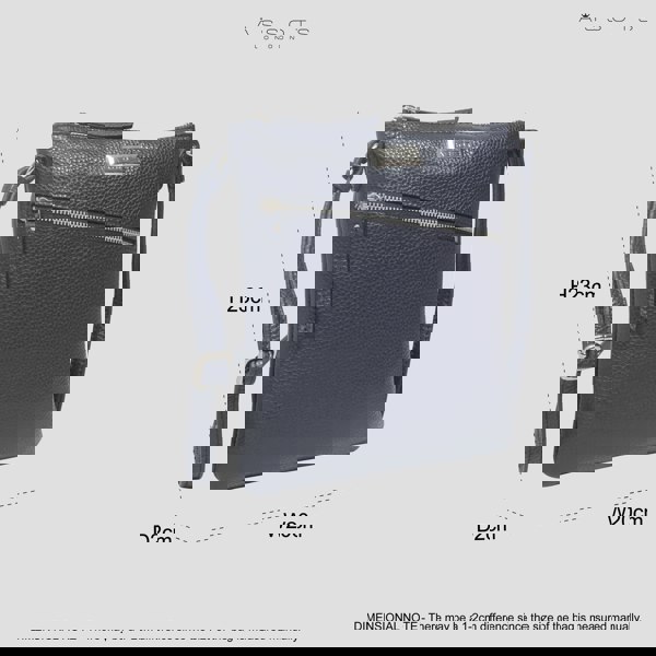 Assots London 'ROSY' Navy Pebble Grain Soft Real Leather Crossbody Bag