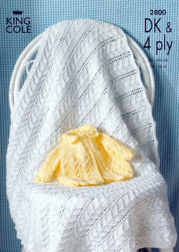 King Cole Baby Knitting Pattern 2800, Coats, Jackets, Shawls for Baby, 14 - 18 Inches - Advanced