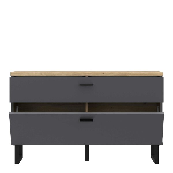 Wyld Haus Gothenburg Grey and Oak TV Unit 1 Door 1 Drawer