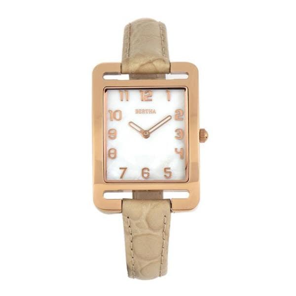 Bertha Marisol Swiss MOP Leather-Band Watch