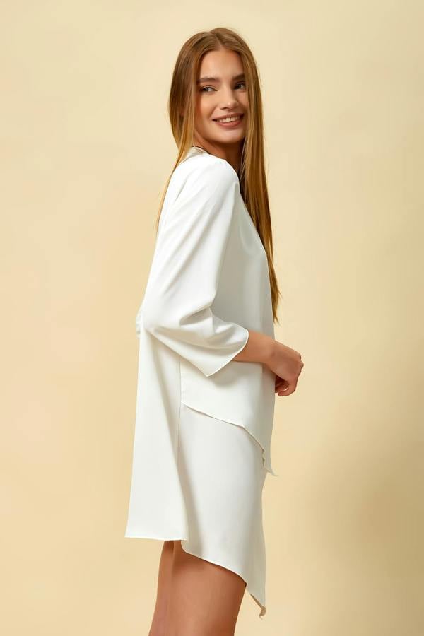 Hoxton Gal 3/4 Sleeve Relaxed Layered Top in White