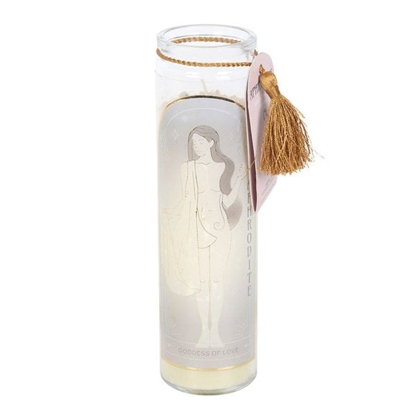 Serano Aphrodite Goddess Tube Candle with Rose Quartz Crystals