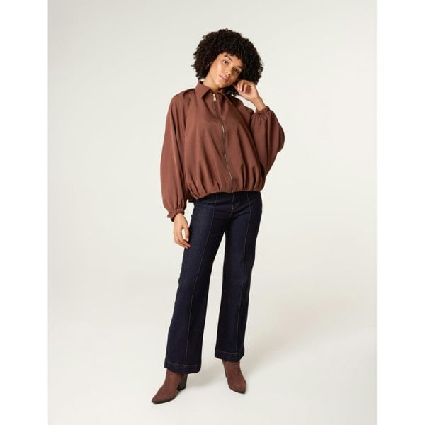 Blue Vanilla Drape Puffball Zipper Jacket